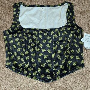 Bp Black Bella Rose Floral cropped top with corset detailing!
